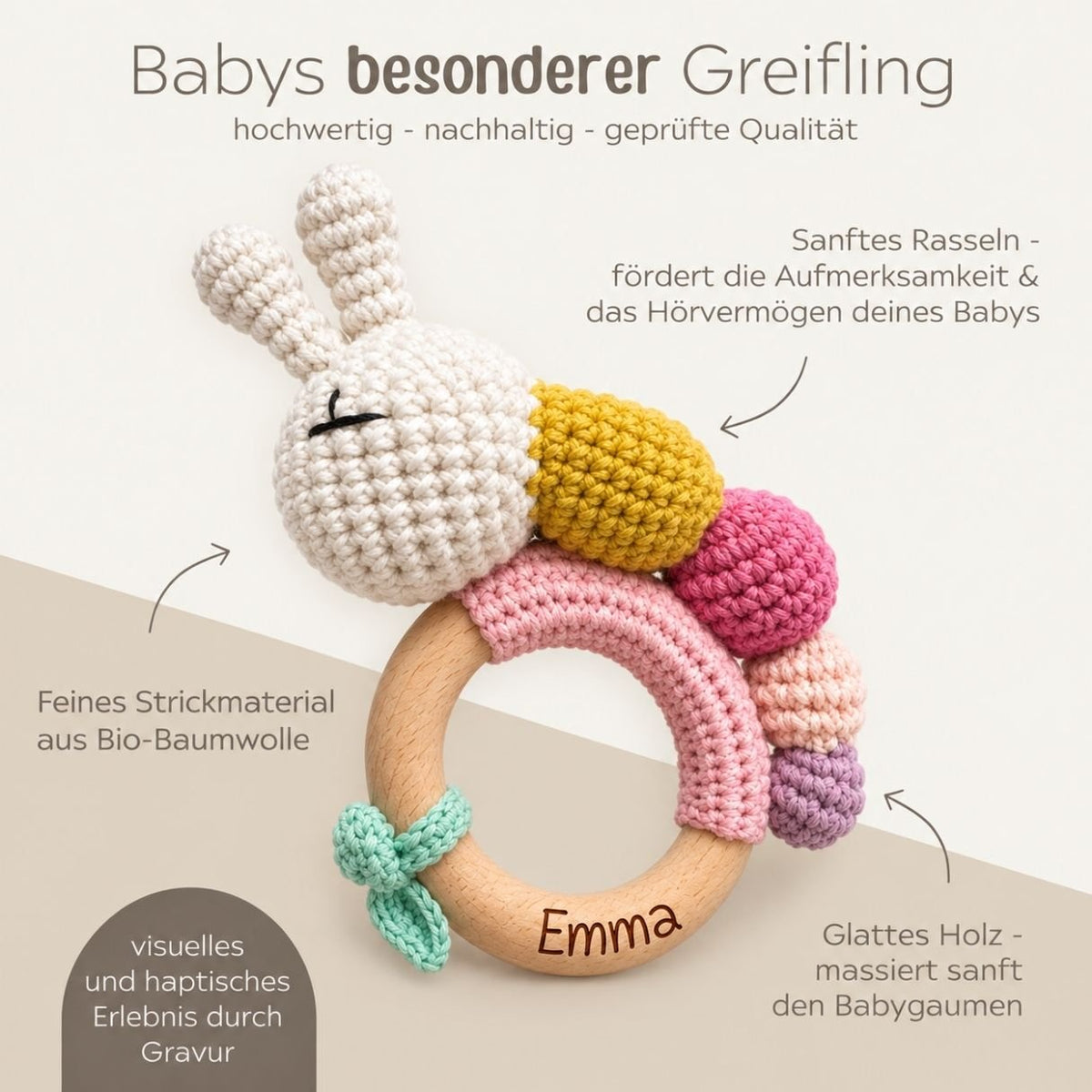 Greifling Raupe personalisiert - wunderwunsch
