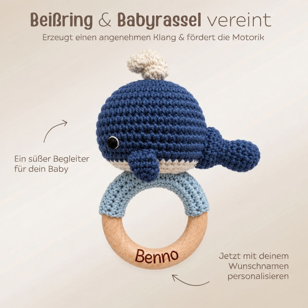 Greifling Wal personalisiert - wunderwunsch