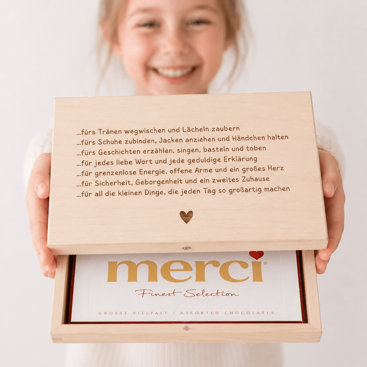 Holzbox Merci - Abschiedsgeschenk Erzieher/in - wunderwunsch