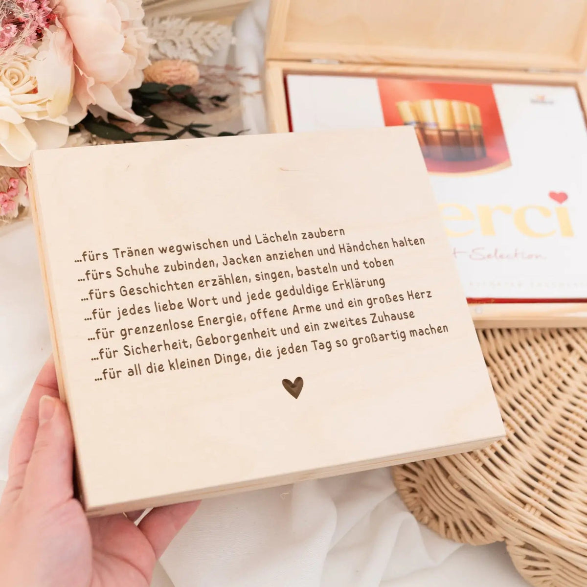 Holzbox Merci - Abschiedsgeschenk Erzieher/in - wunderwunsch