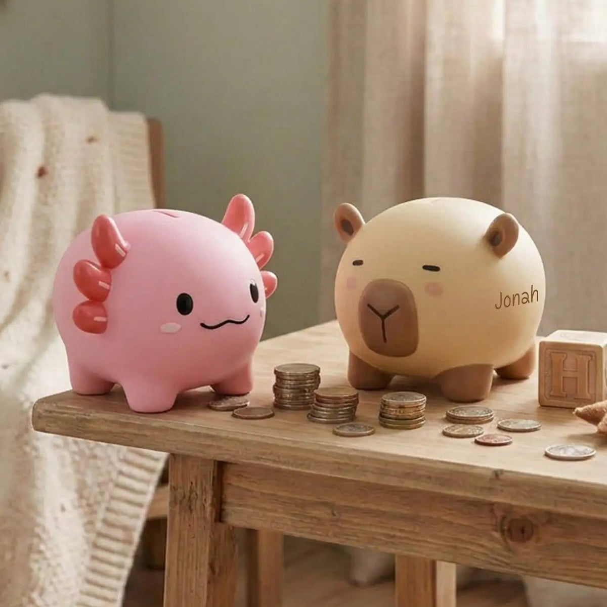 itotal Spardose Caybara & Axolotl personalisiert - wunderwunsch