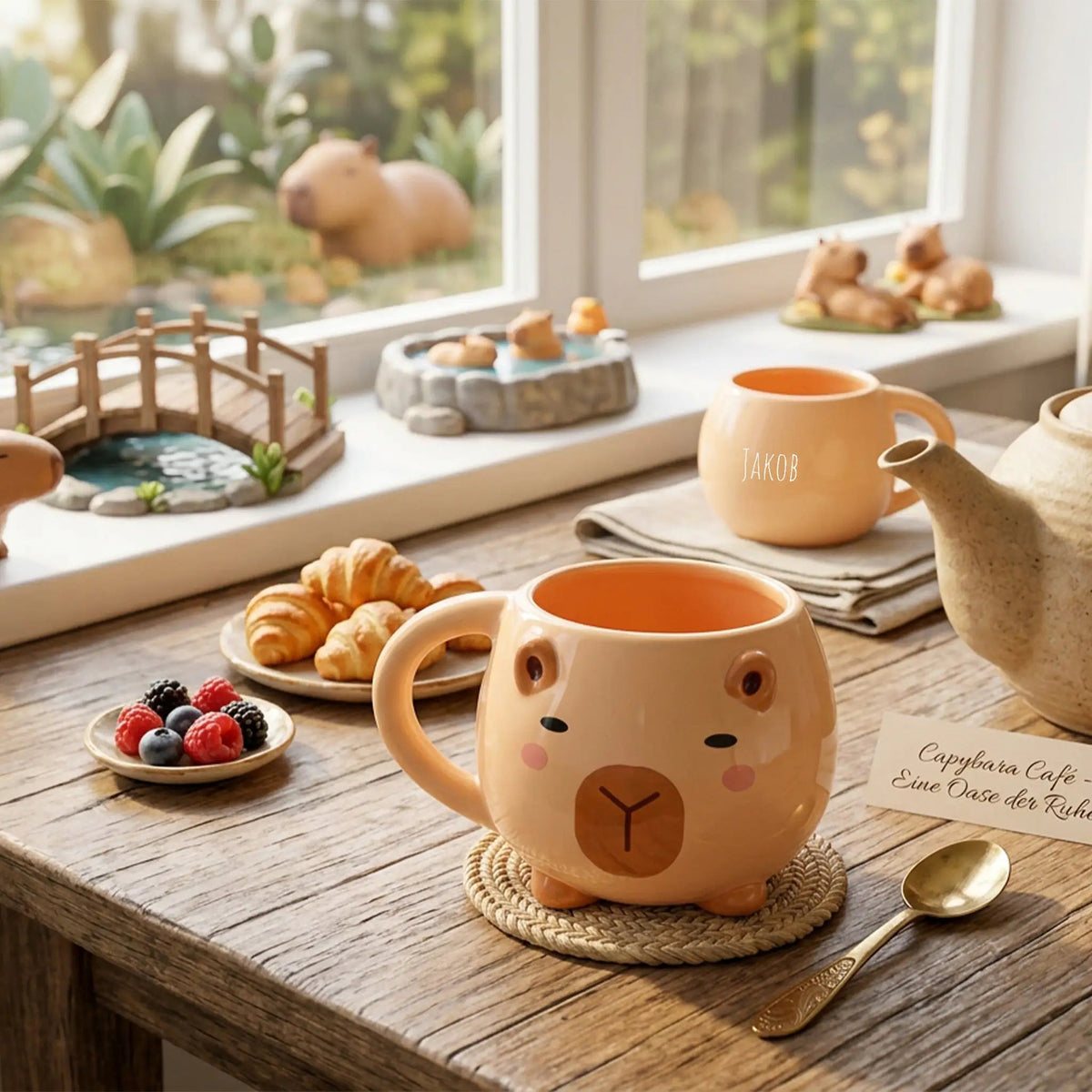 iTotal Tasse in Tierform Capybara & Axolotl personalisiert - wunderwunsch