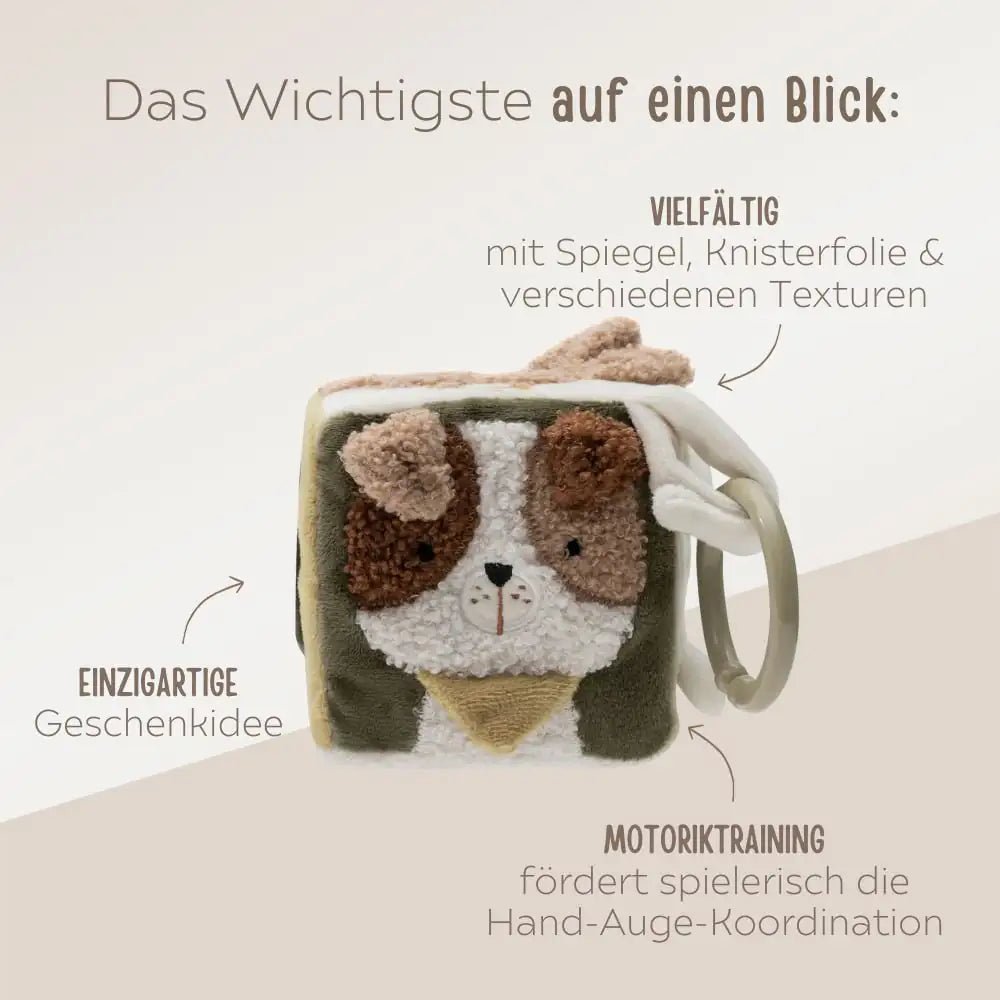 JOLLEIN Activity Stoffwürfel personalisierbar - Hund & Katze - wunderwunsch