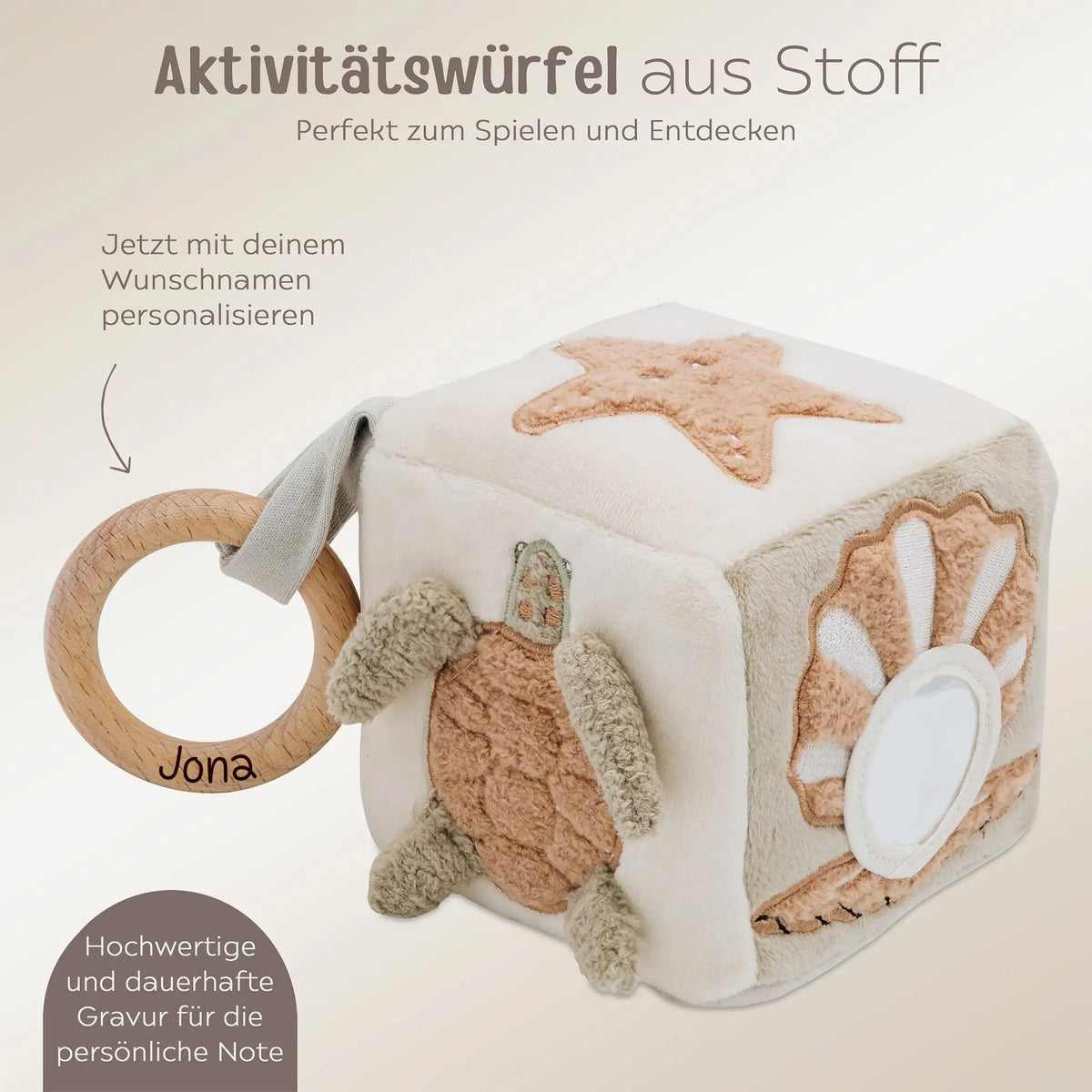 JOLLEIN Activity Stoffwürfel personalisierbar - Meerestiere - wunderwunsch