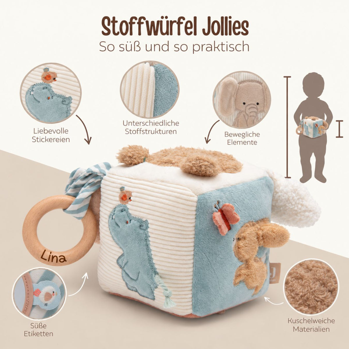 JOLLEIN Activity Stoffwürfel personalisiert - Jollies - wunderwunsch