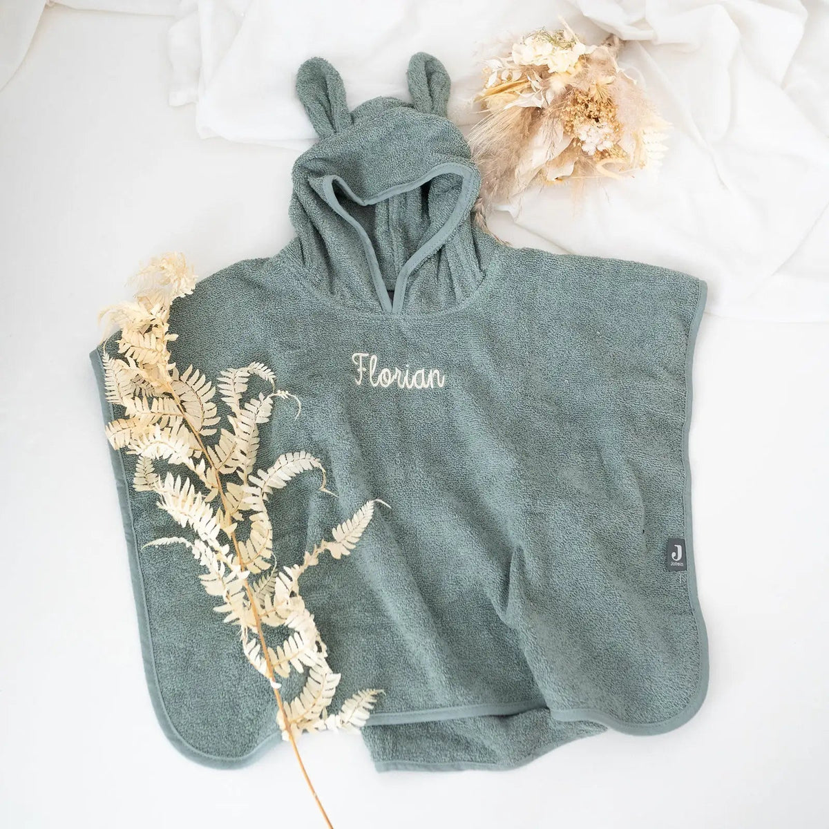JOLLEIN Baby Badeponcho Frottee mit Ohren personalisiert - wunderwunsch