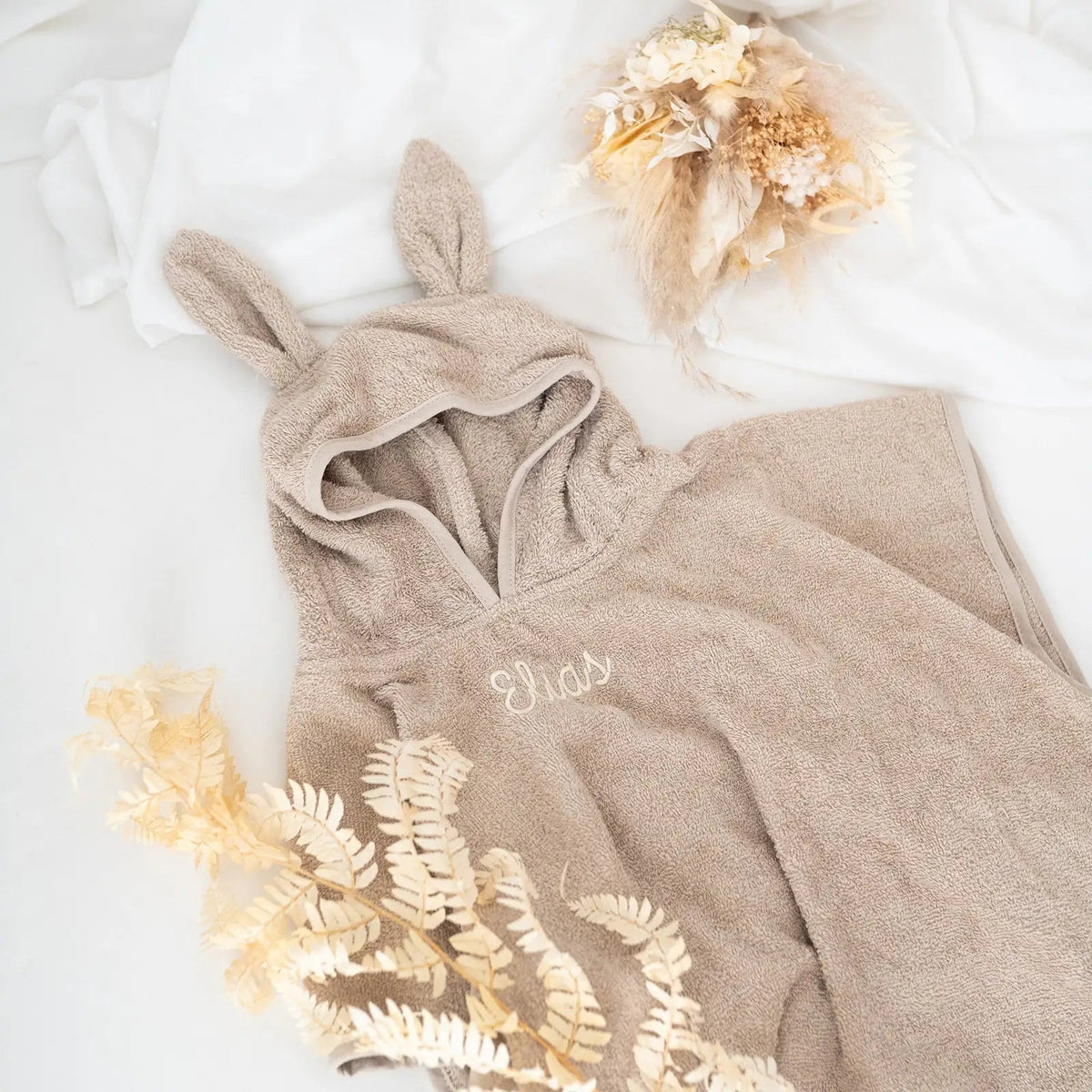 JOLLEIN Baby Badeponcho Frottee mit Ohren personalisiert - wunderwunsch
