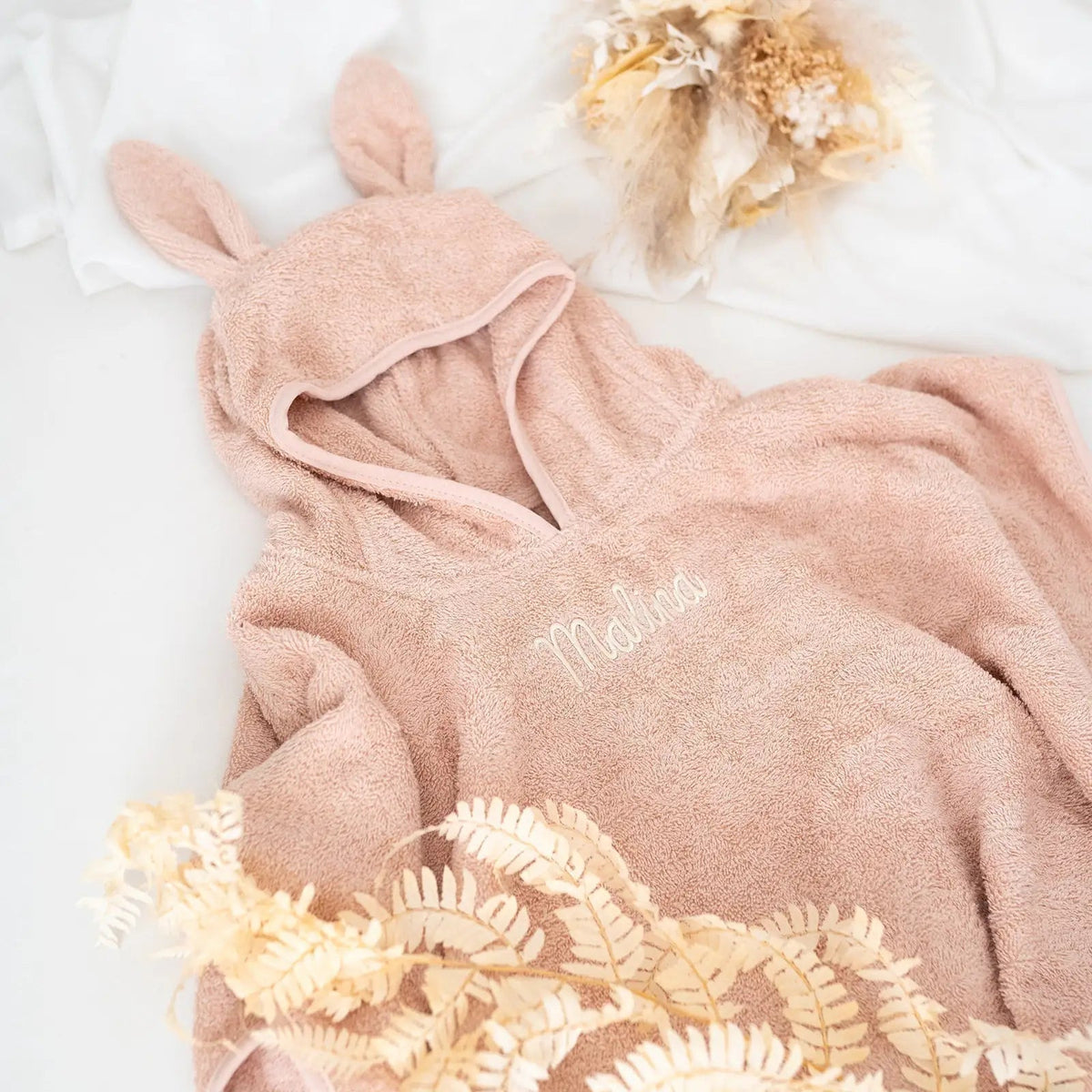 JOLLEIN Baby Badeponcho Frottee mit Ohren personalisiert - wunderwunsch