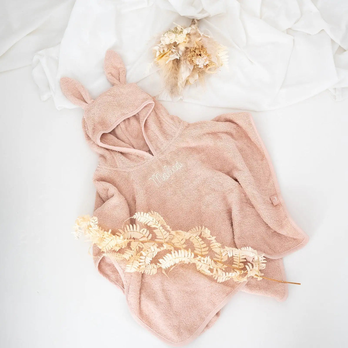 JOLLEIN Baby Badeponcho Frottee mit Ohren personalisiert - wunderwunsch