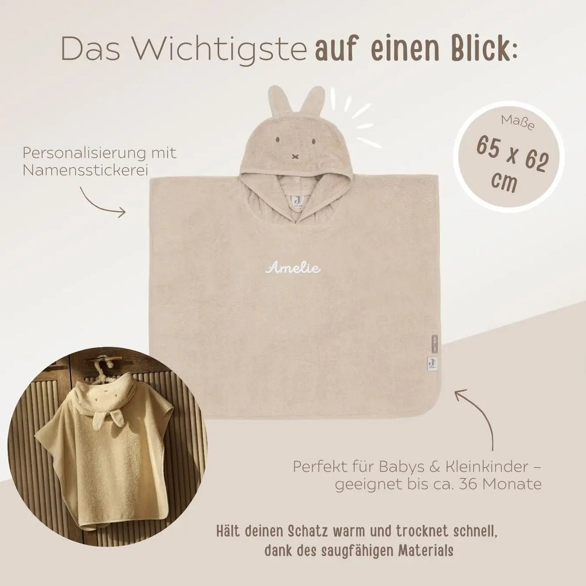 JOLLEIN Badeponcho Miffy personalisiert - wunderwunsch