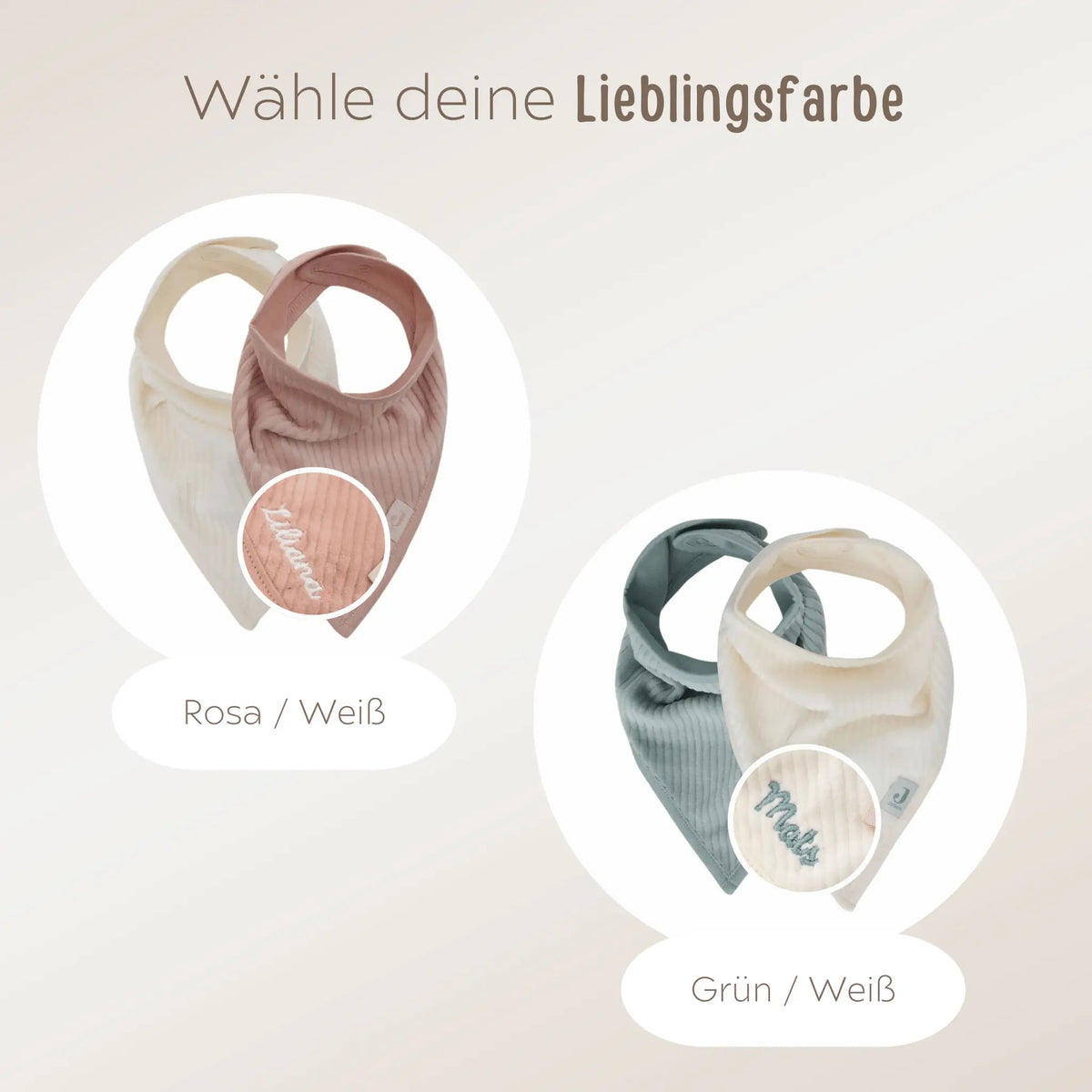 JOLLEIN Halstuch-Set Cord personalisiert - wunderwunsch