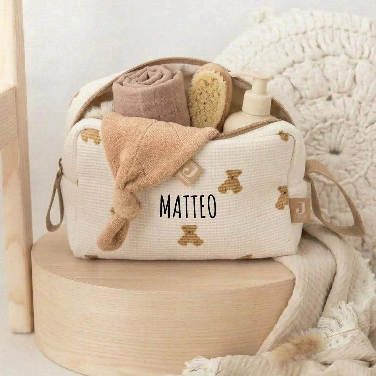 JOLLEIN Kulturtasche personalisiert - Bär - wunderwunsch