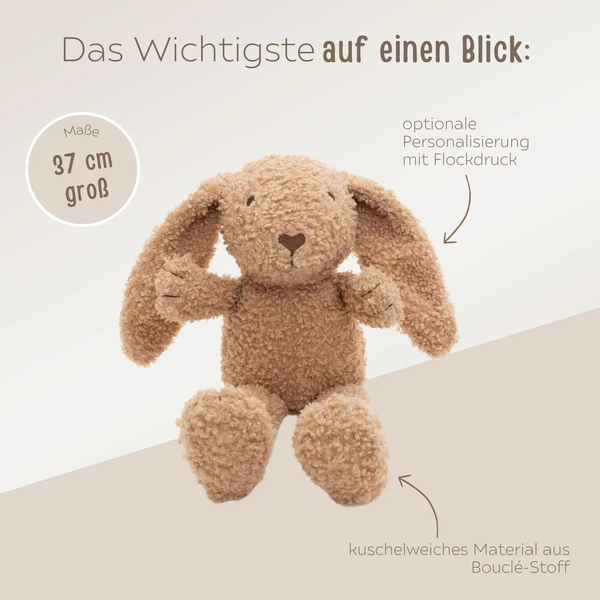 JOLLEIN Kuscheltier Hase Bouclé biscuit - wunderwunsch