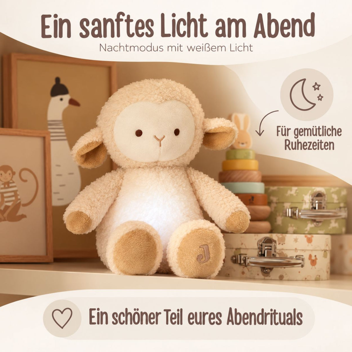 JOLLEIN Kuscheltier mit Licht & Sound personalisiert - wunderwunsch