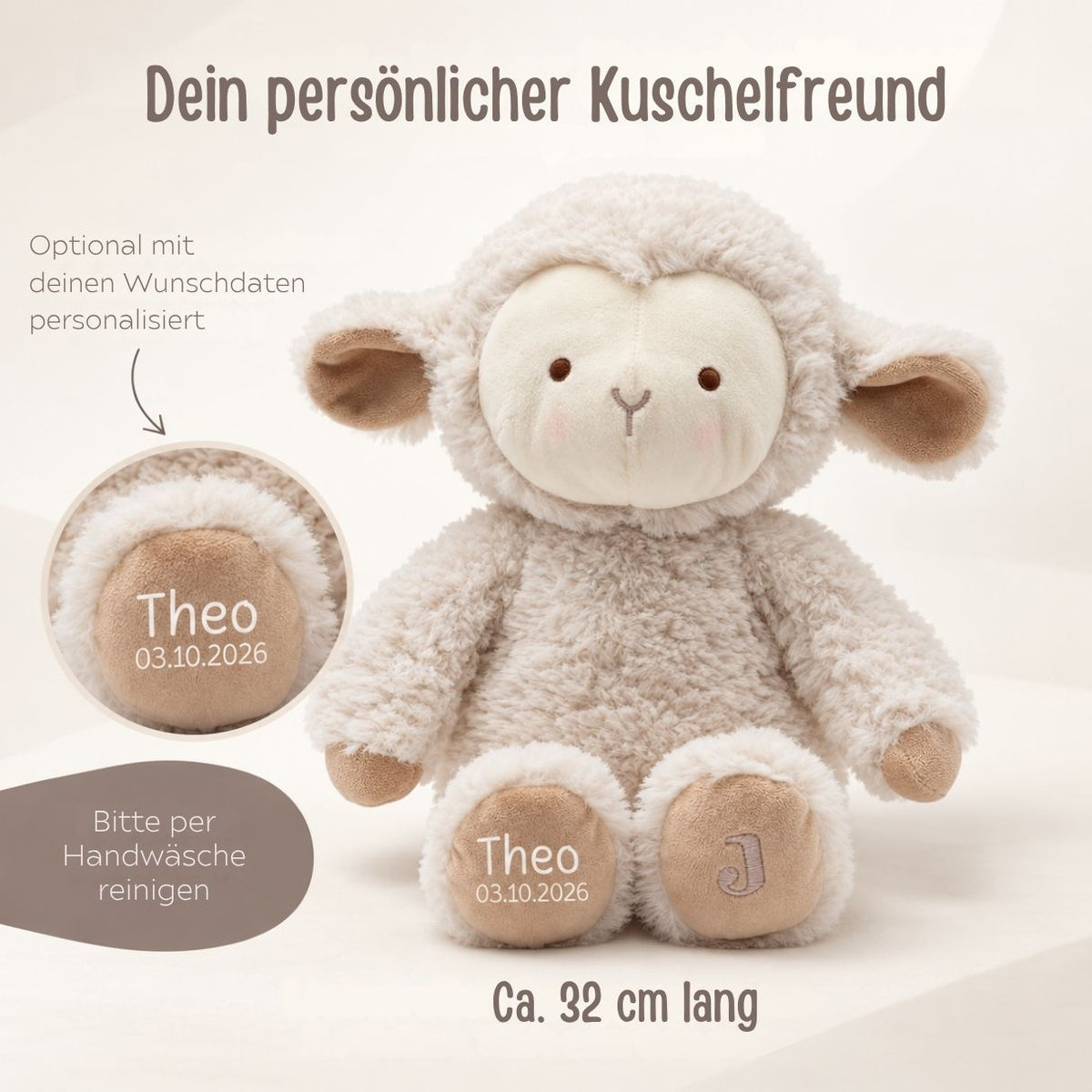 JOLLEIN Kuscheltier personalisiert - Schaf - wunderwunsch