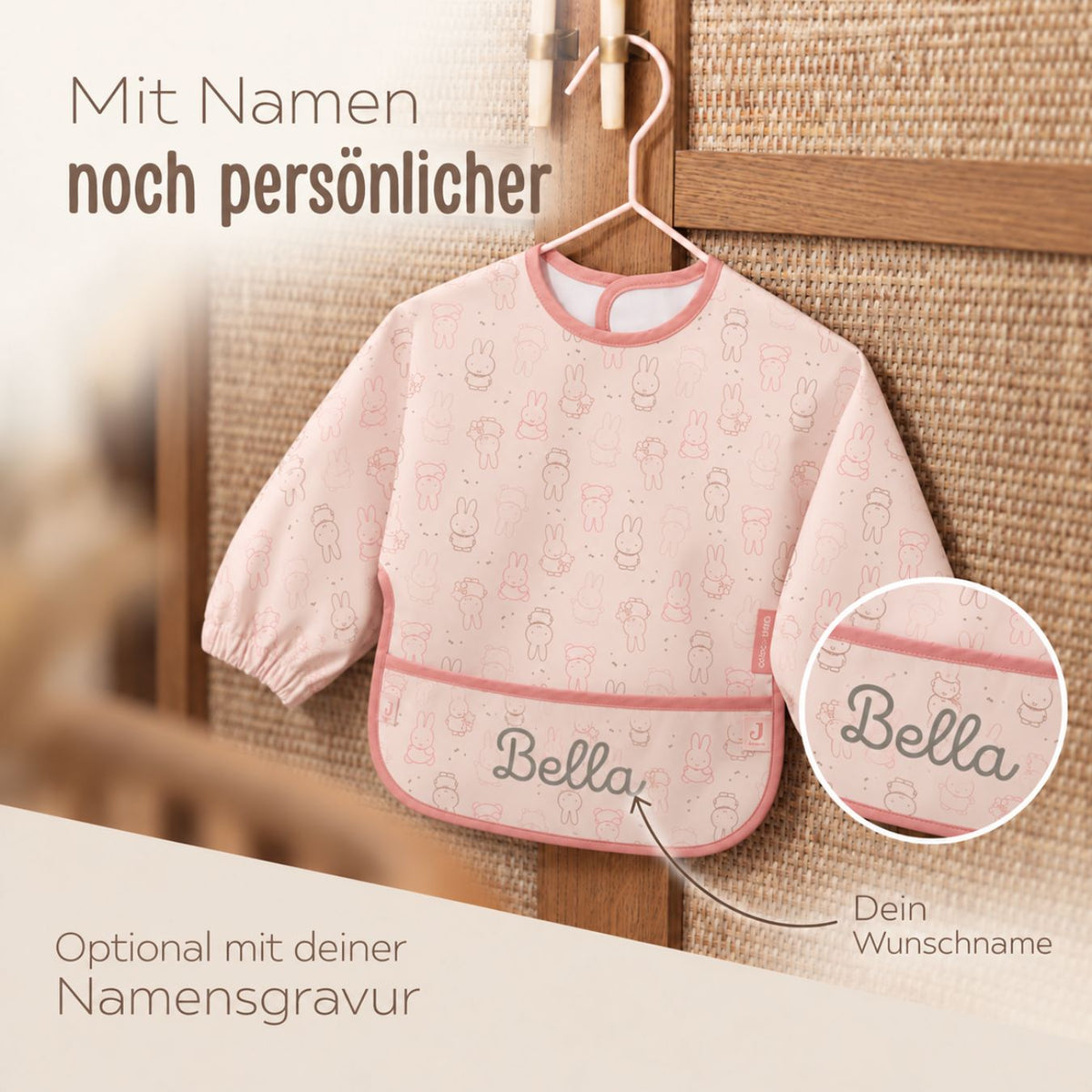 JOLLEIN Lätzchen mit Ärmeln personalisiert - Miffy - wunderwunsch