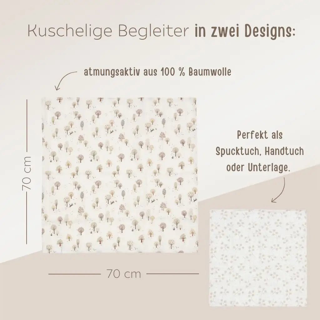 JOLLEIN Mulltuch personalisiert - Bäume, Blüten - wunderwunsch