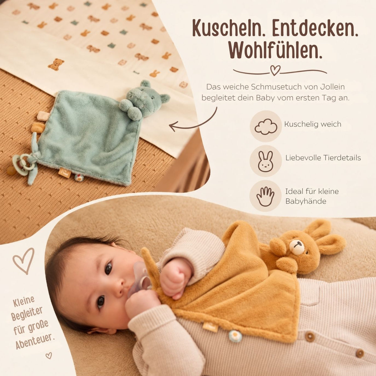 JOLLEIN Plüsch Schmusetuch personalisiert - Jollies - wunderwunsch