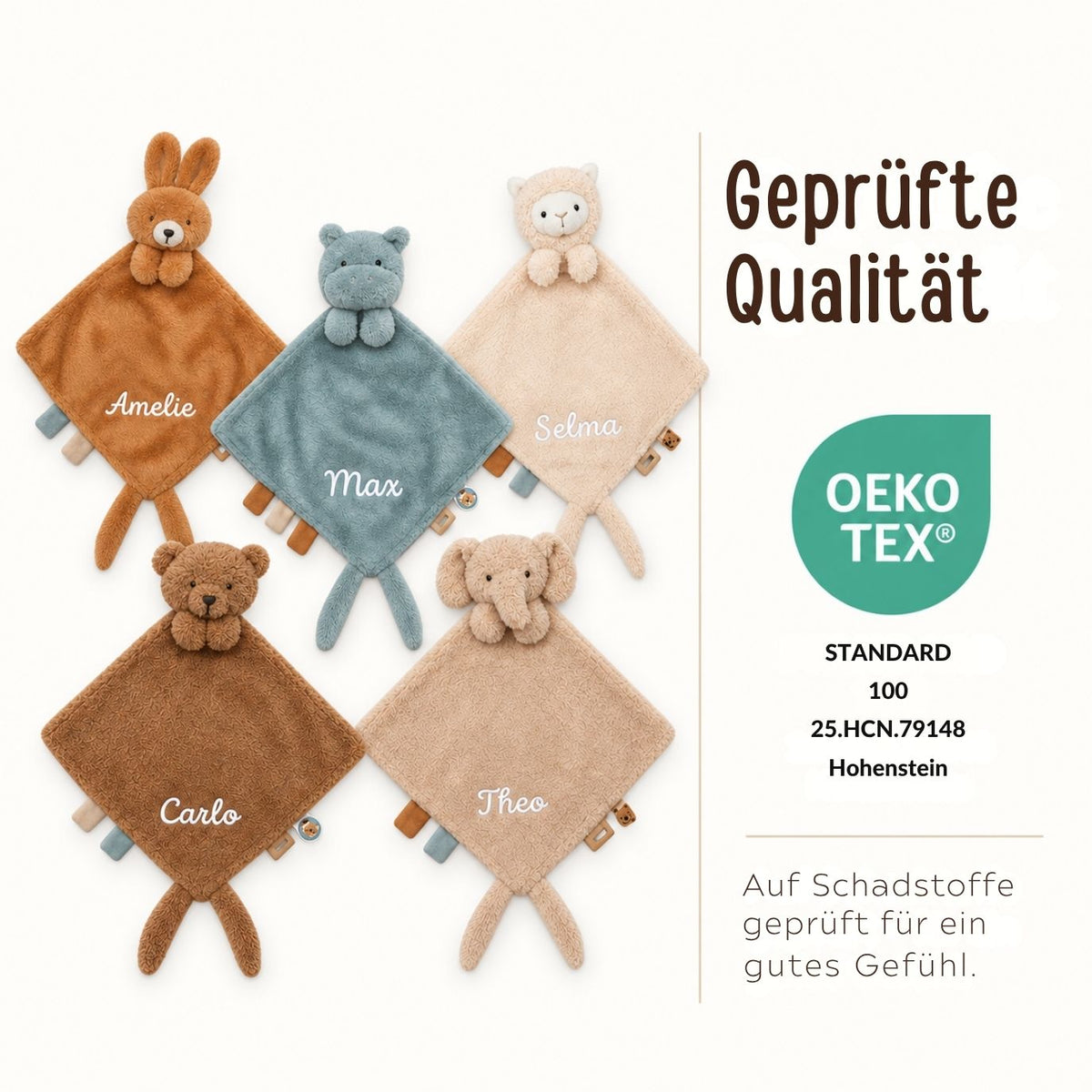 JOLLEIN Plüsch Schmusetuch personalisiert - Jollies - wunderwunsch