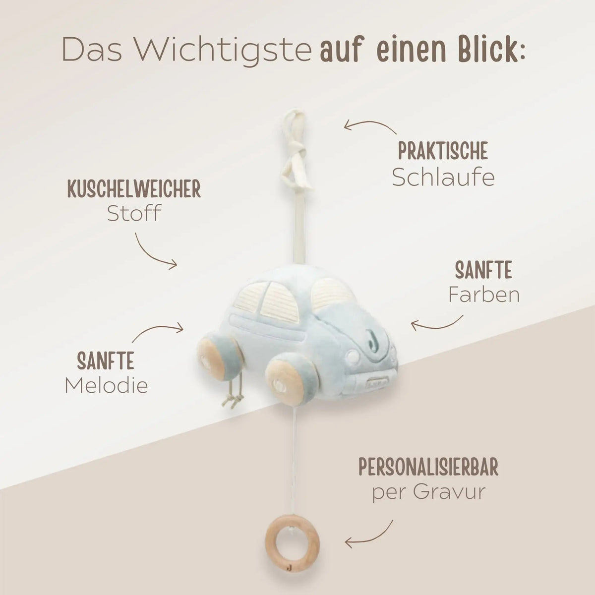 JOLLEIN Spieluhr Auto & Vogel personalisierbar - wunderwunsch