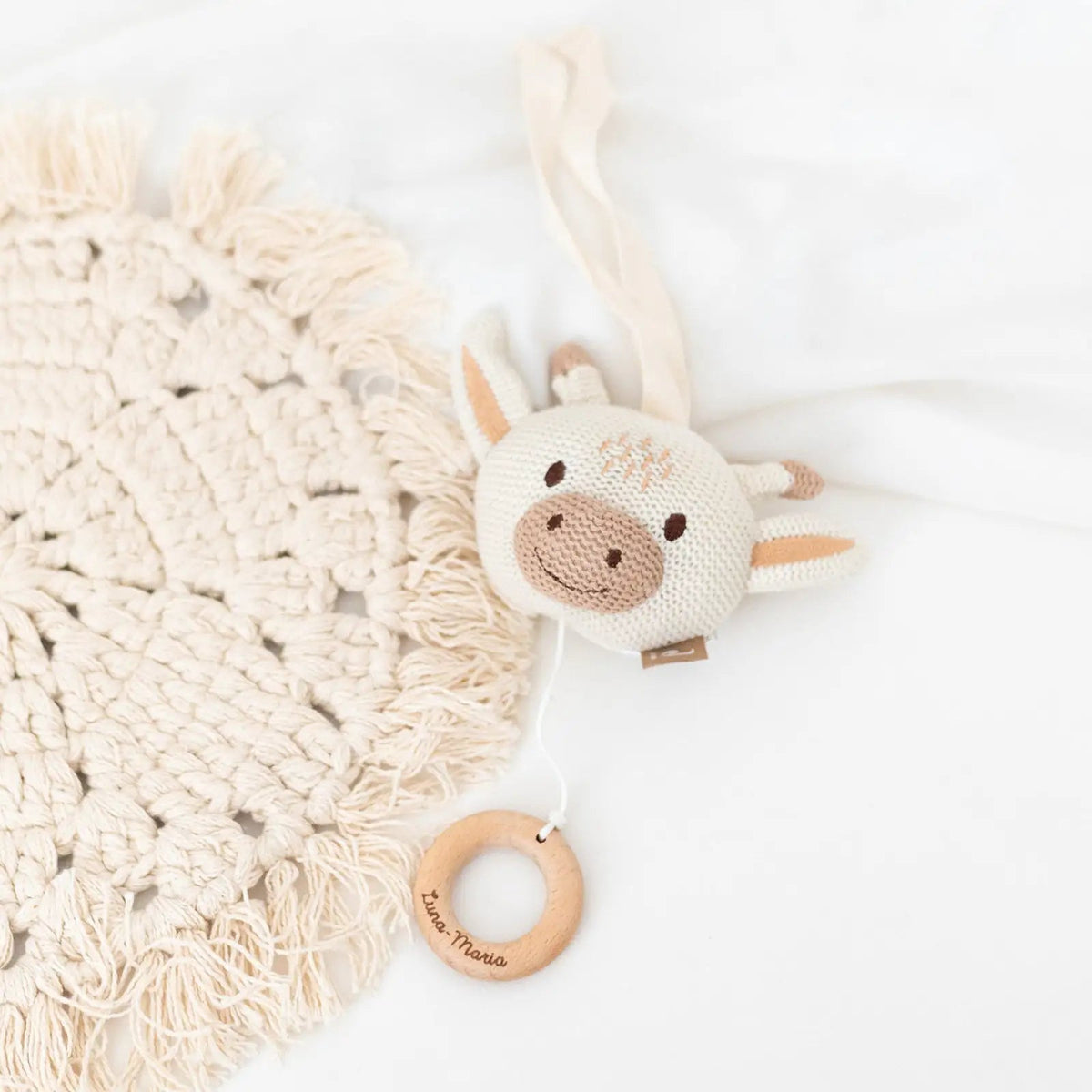 JOLLEIN Spieluhr für Babys personalisierbar - Bär, Giraffe, Fuchs - wunderwunsch