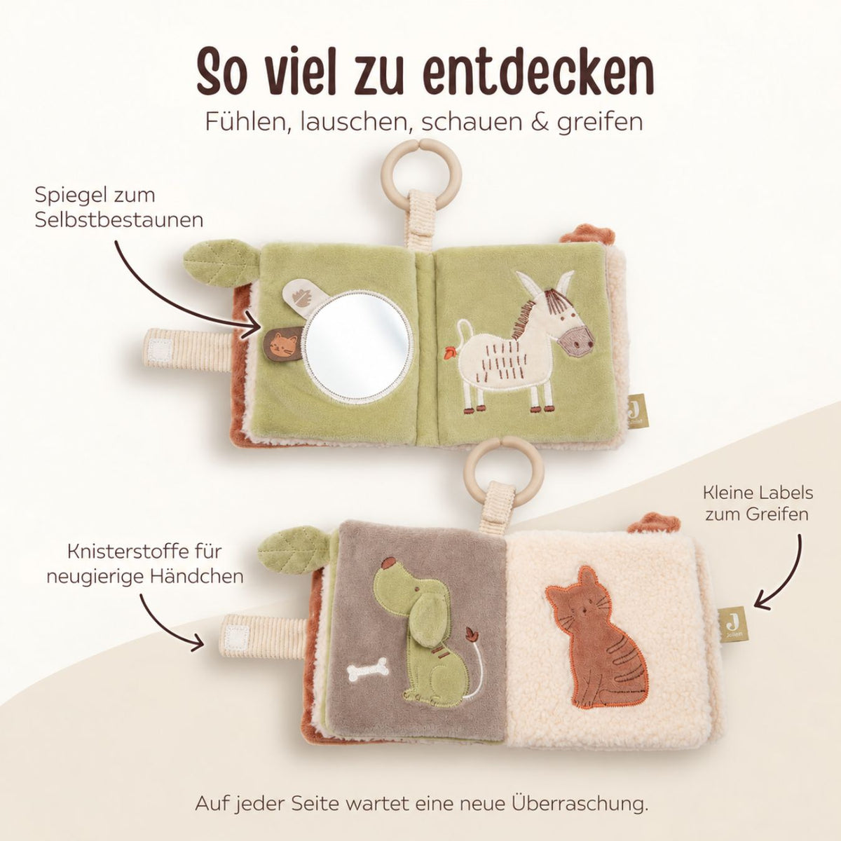 JOLLEIN Stoffbuch personalisiert - Bauernhof Tiere - wunderwunsch