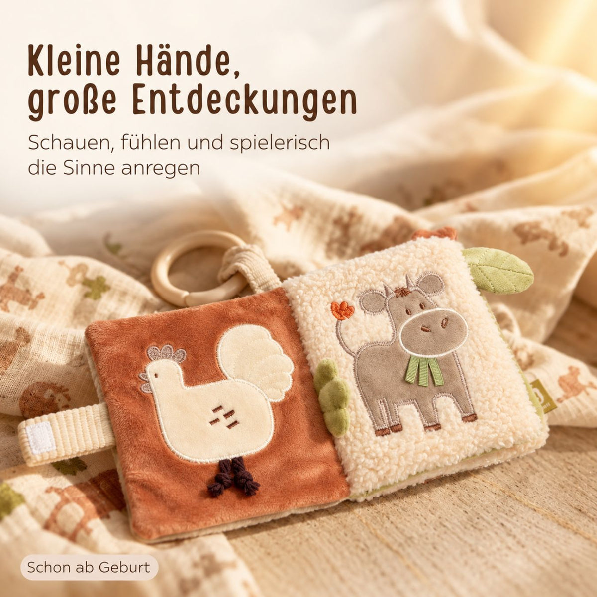 JOLLEIN Stoffbuch personalisiert - Bauernhof Tiere - wunderwunsch