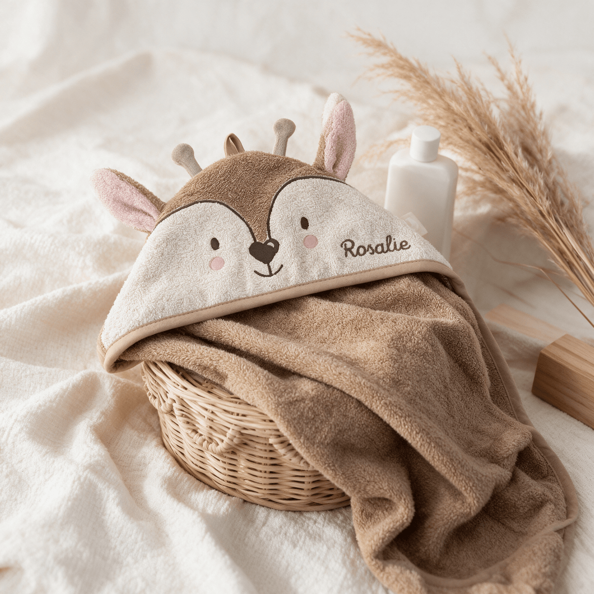 JOLLEIN x Wunderwunsch Tier Kapuzenhandtuch Baby personalisiert - wunderwunsch