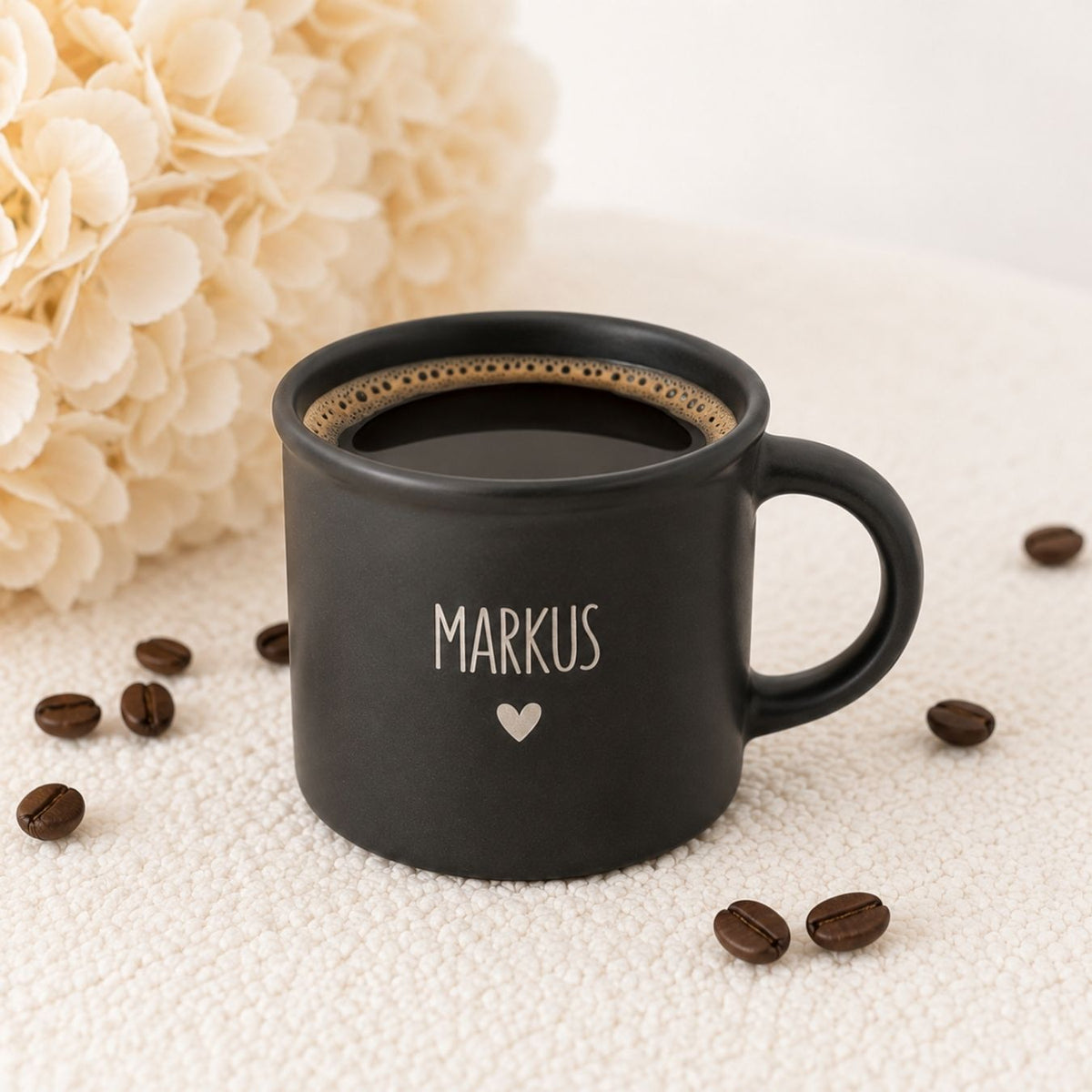 Kaffeetasse Keramik personalisiert 300ml - Name und Herz - wunderwunsch