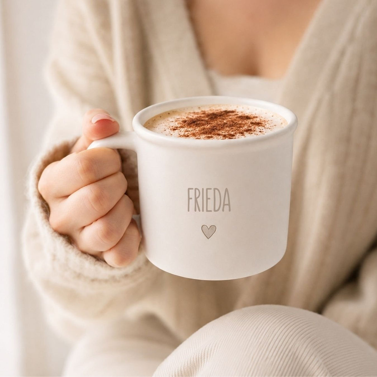 Kaffeetasse Keramik personalisiert 300ml - Name und Herz - wunderwunsch