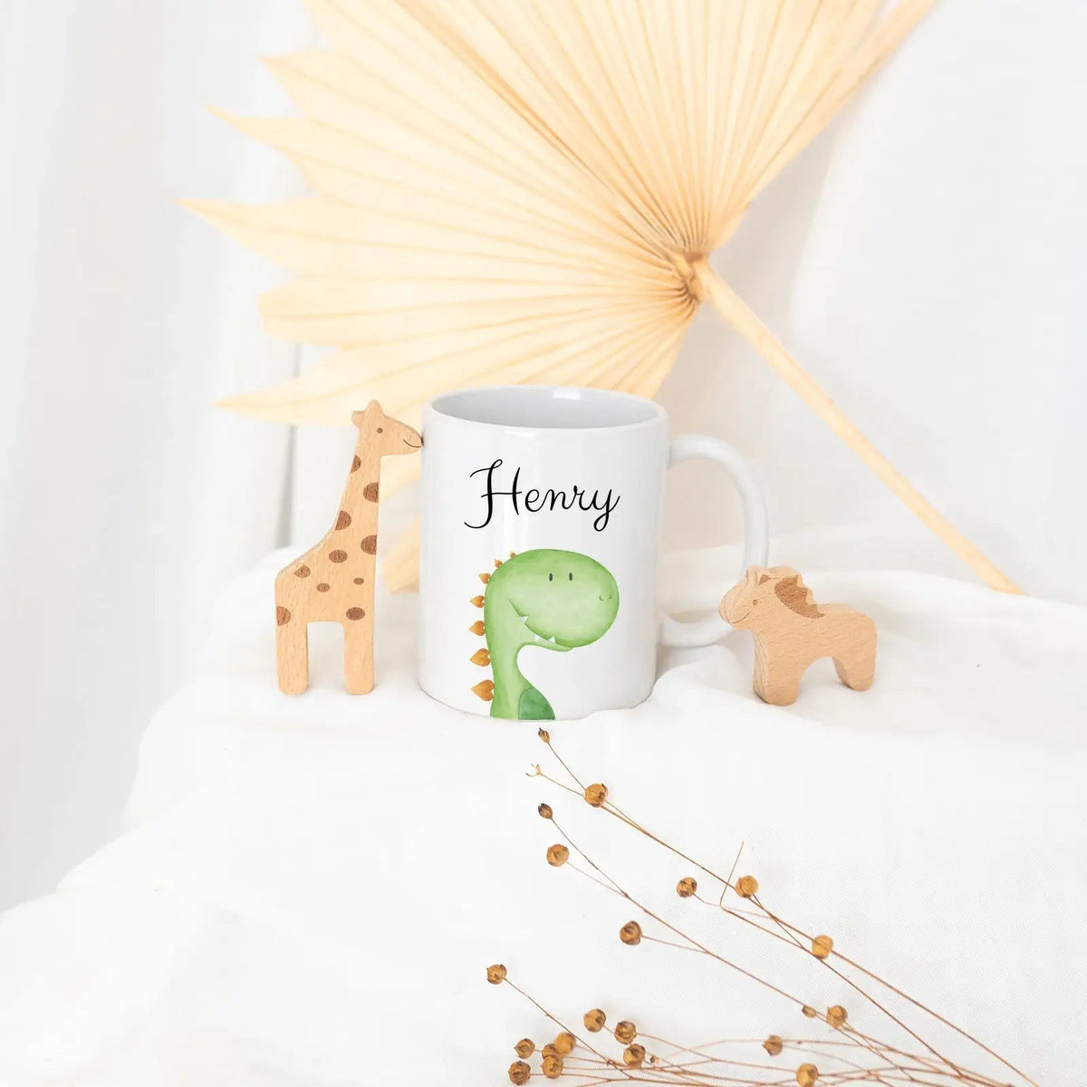 Keramik Kindertasse personalisiert - Tier Aquarell - wunderwunsch