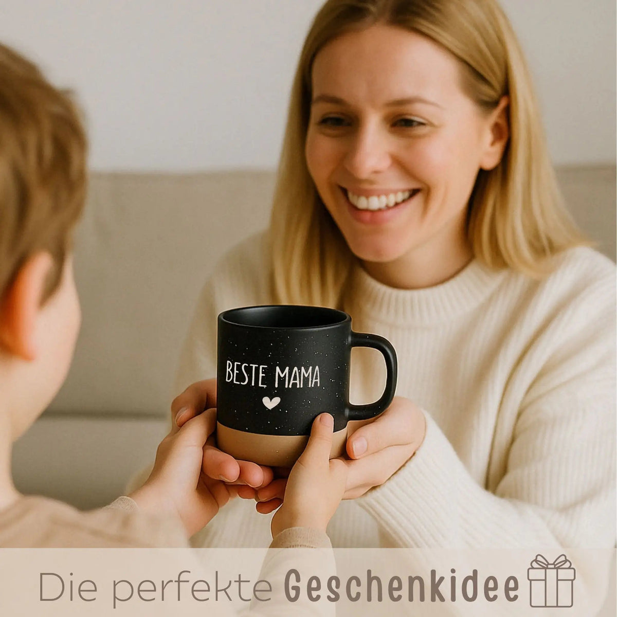 Keramikbecher Steingut - Name und Herz - wunderwunsch