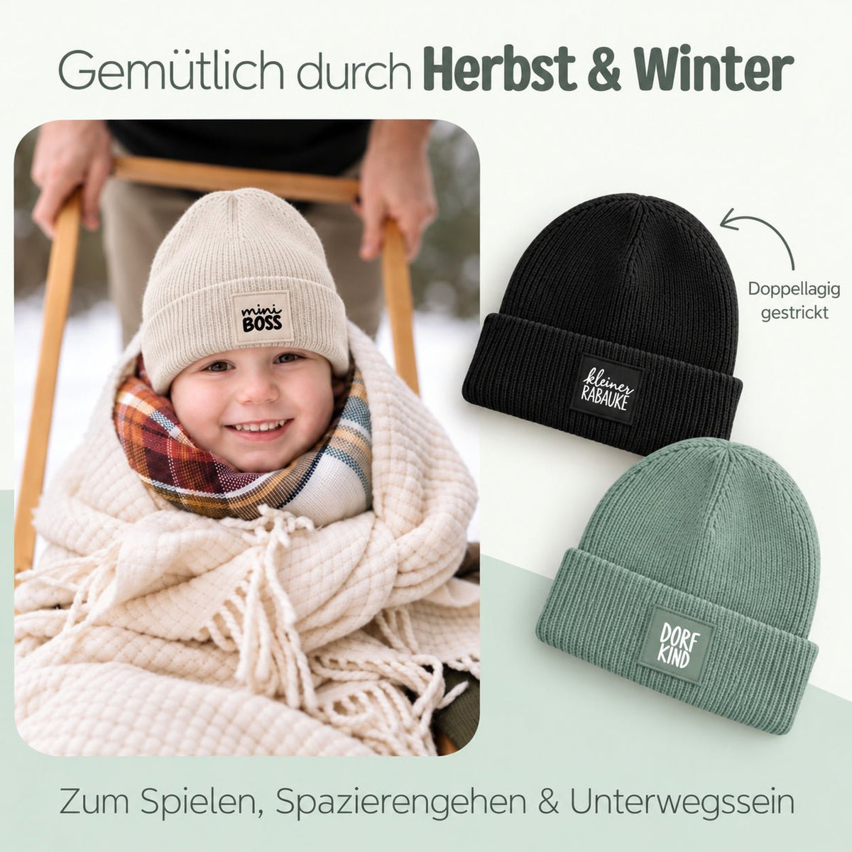 Kinder Beanie Mütze mit Spruch - wunderwunsch