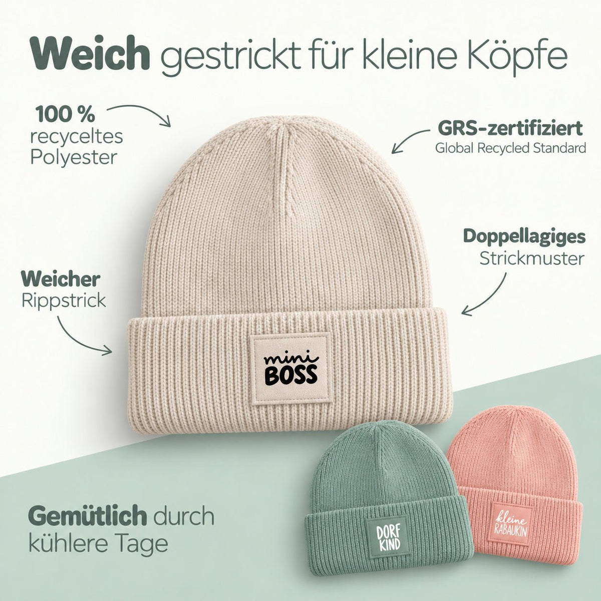 Kinder Beanie Mütze mit Spruch - wunderwunsch