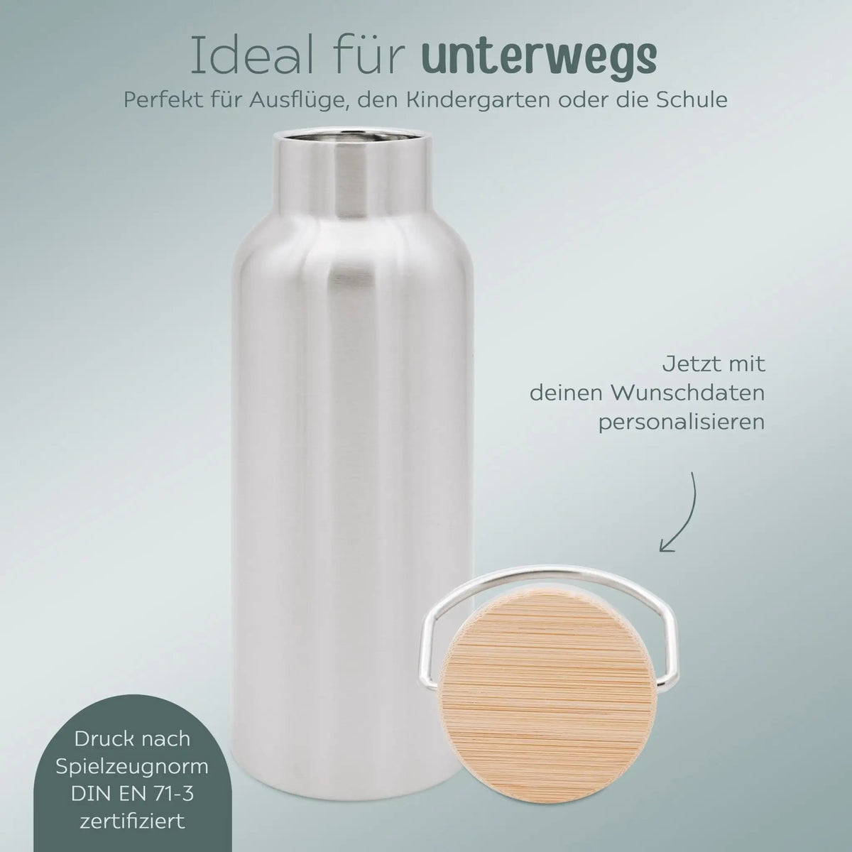 Kinder Trinkflasche Edelstahl personalisiert - Regenbogen Boho Aquarell - wunderwunsch