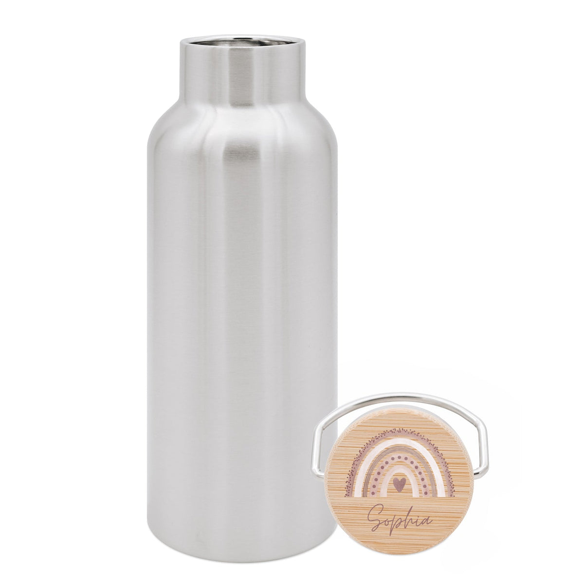 Kinder Trinkflasche Edelstahl personalisiert - Regenbogen Punkte Aquarell - wunderwunsch