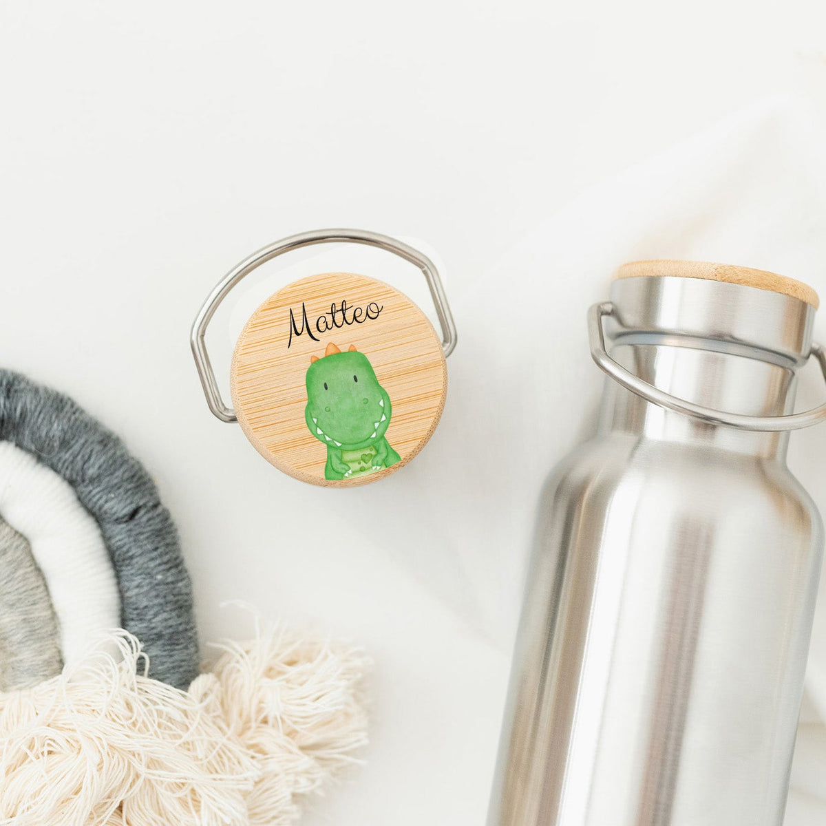 Kinder Trinkflasche Edelstahl personalisiert - Tier Aquarell - wunderwunsch