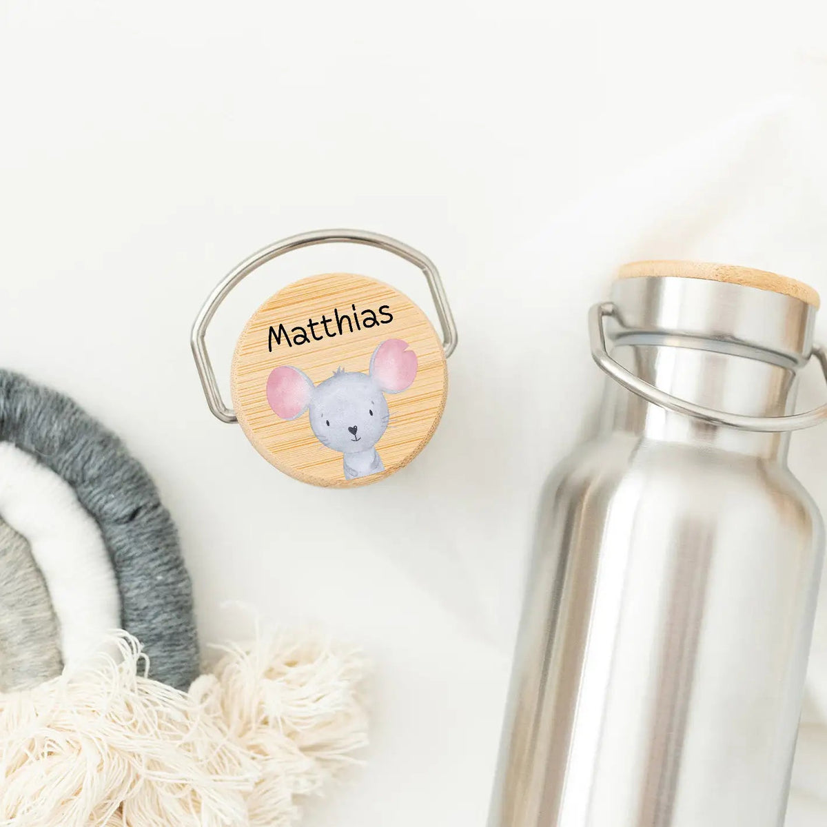 Kinder Trinkflasche Edelstahl personalisiert - Tier Aquarell - wunderwunsch