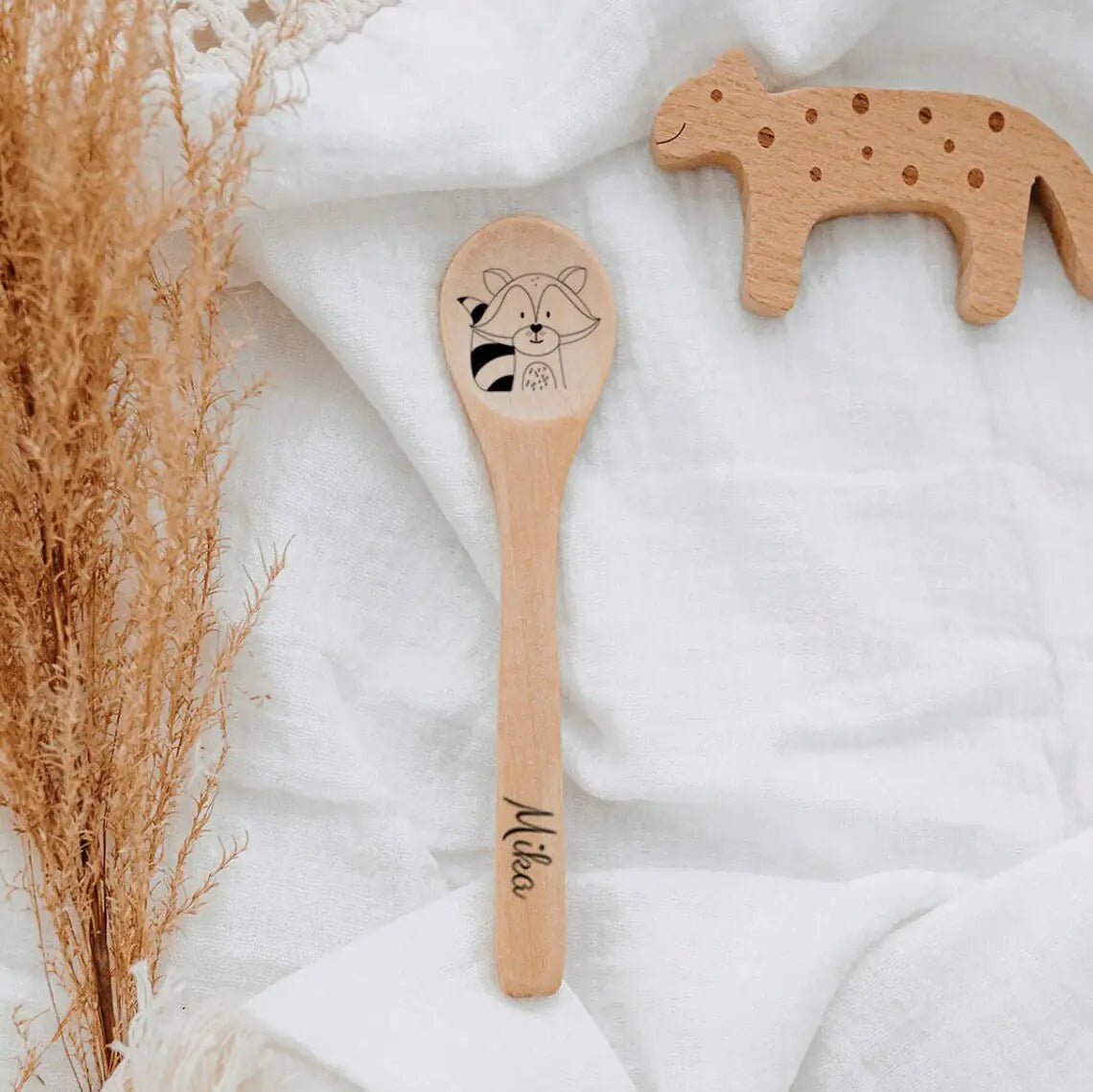 Kinderlöffel Holz personalisiert - Tier - wunderwunsch