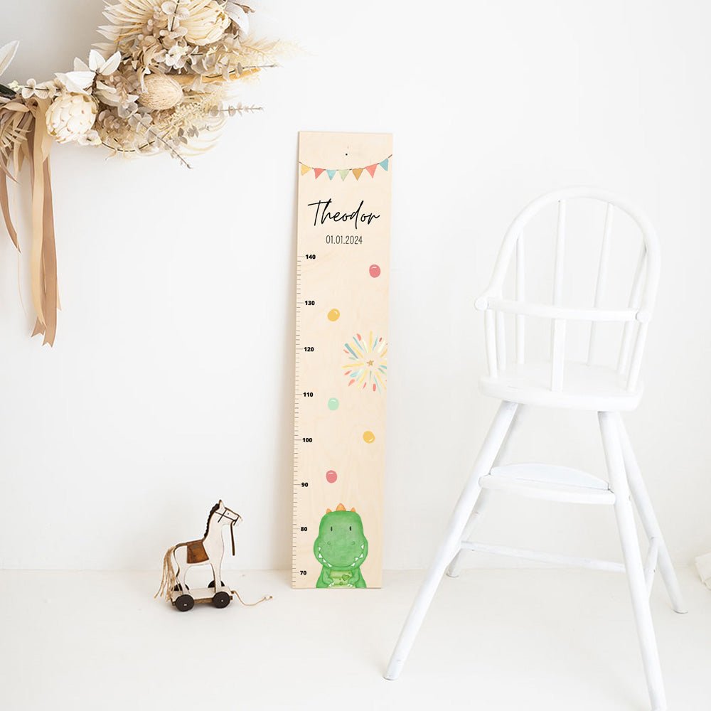 Kindermesslatte Holz personalisiert - Tier Girlande Aquarell - wunderwunsch