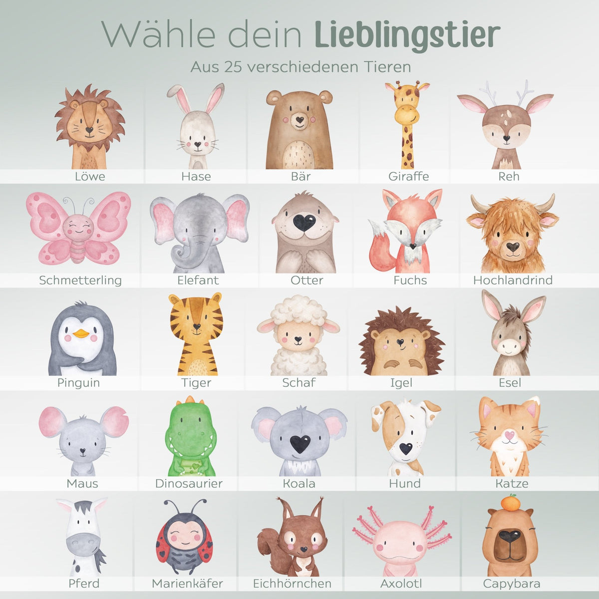 Kita-/ Schul-Start Bundle - Brotdose + Kinder Trinkflasche weiß personalisiert - Tier Aquarell - wunderwunsch