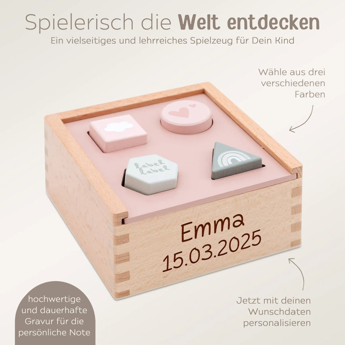 LABEL LABEL Sortierspiel Formen eckig personalisiert - wunderwunsch