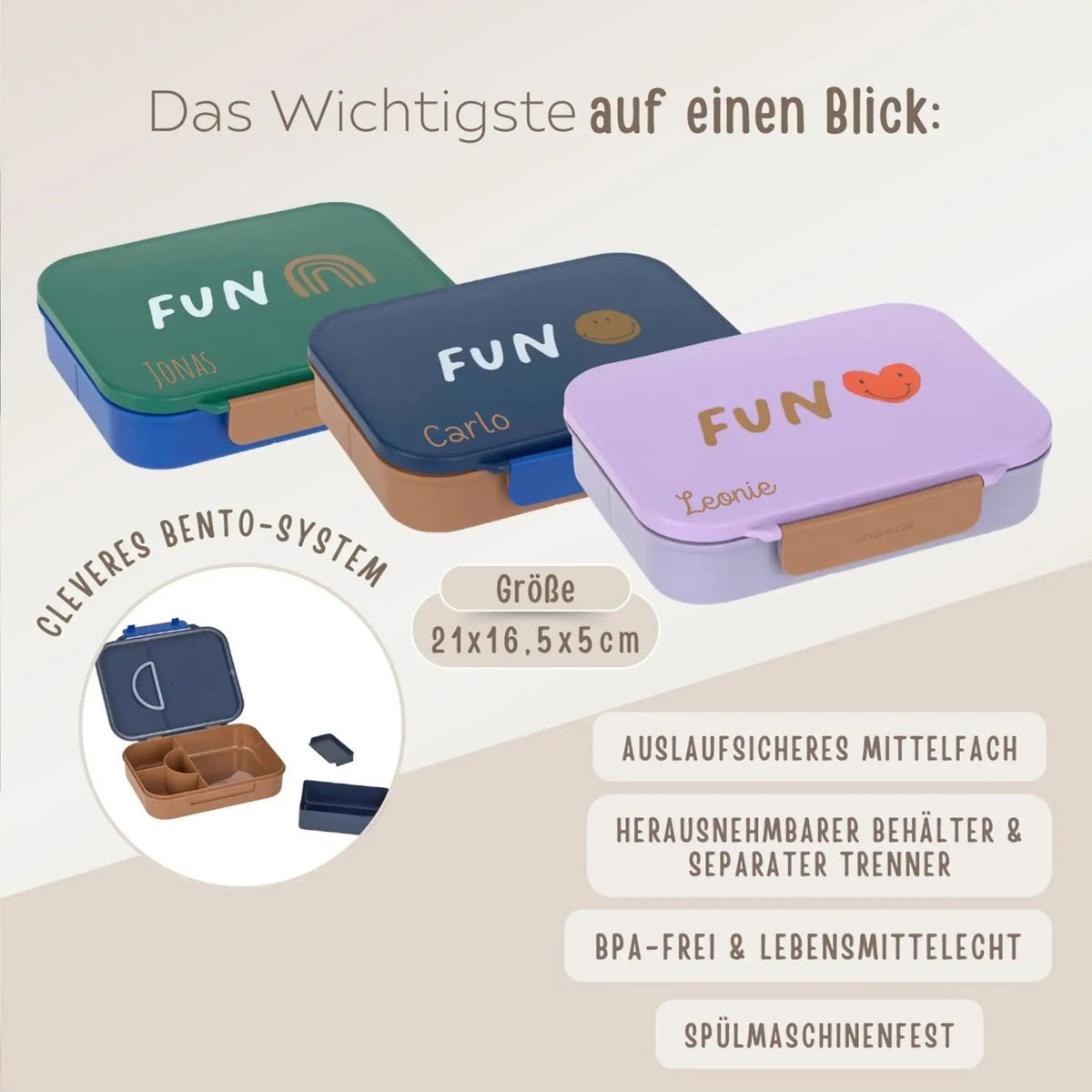 LÄSSIG Bento Brotdose "Little Gang" personalisiert - wunderwunsch