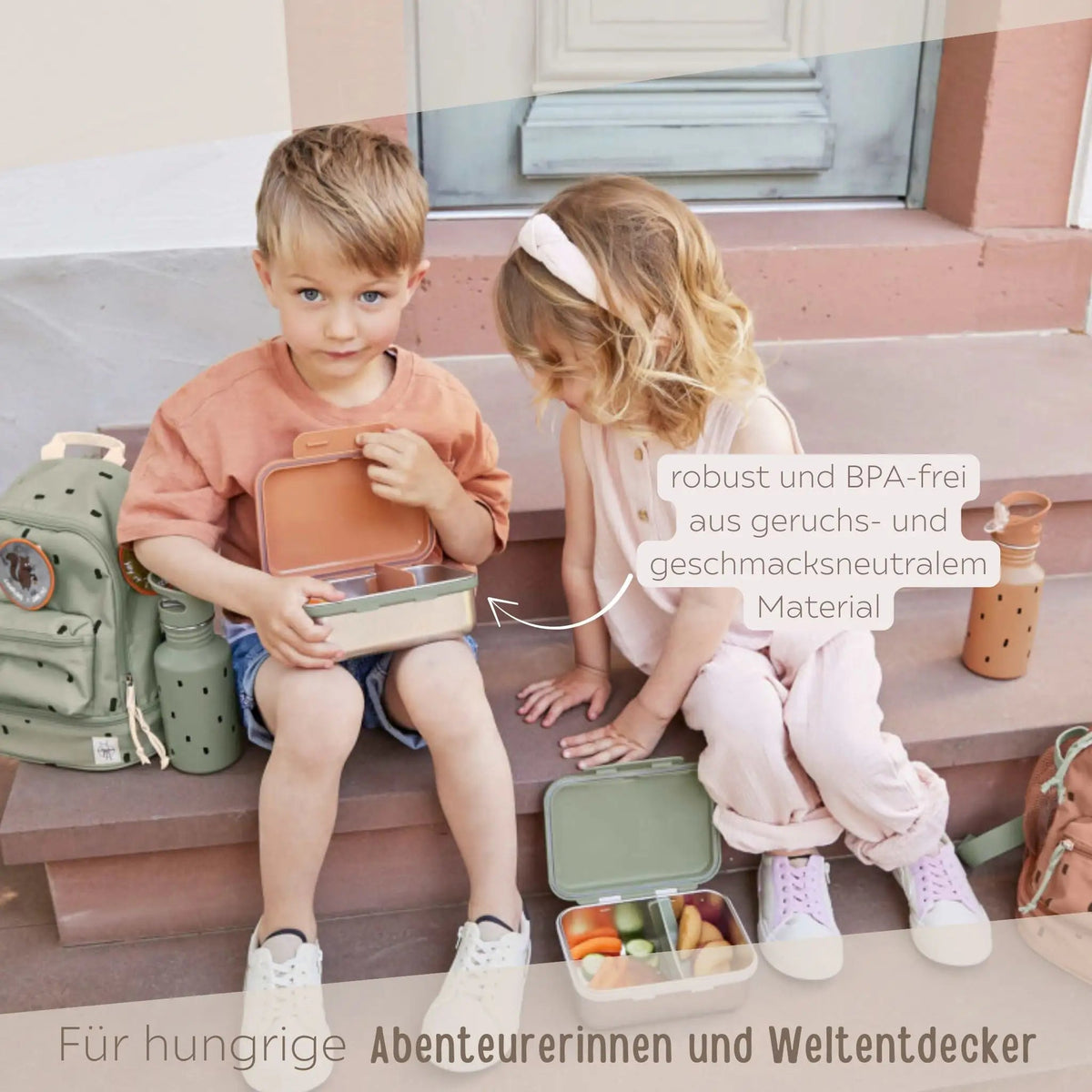 LÄSSIG Kinder Brotdose Edelstahl personalisiert - Punkte - wunderwunsch
