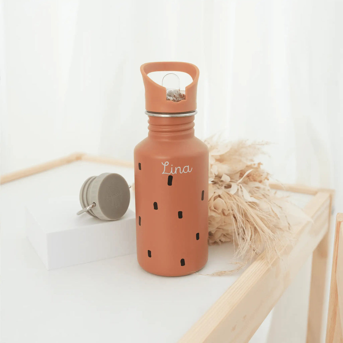 LÄSSIG Edelstahl Kinder Trinkflasche personalisiert - Punkte - wunderwunsch