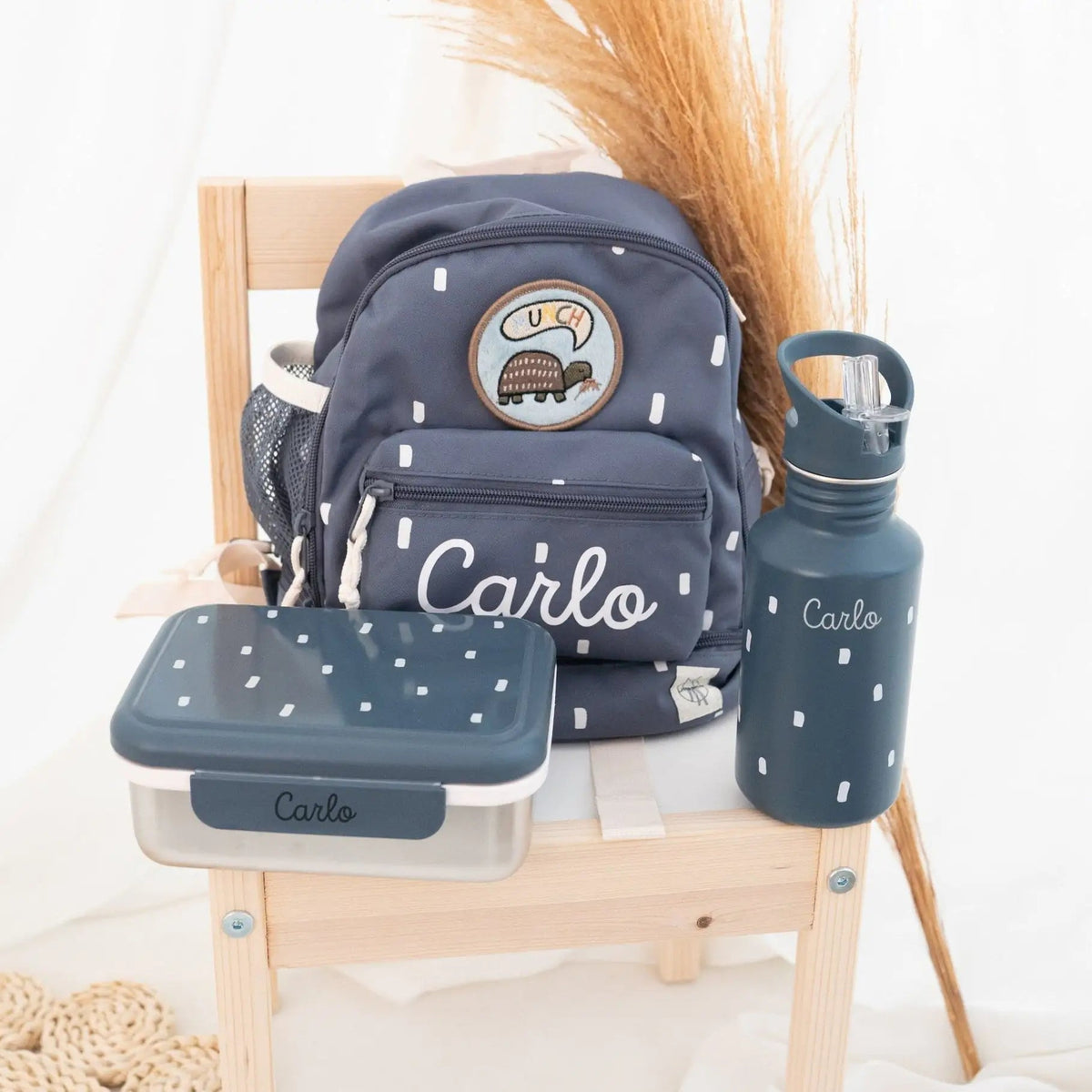 LÄSSIG Kindergarten-Set "Punkte rund" - Rucksack, Trinkflasche & Lunchbox - wunderwunsch