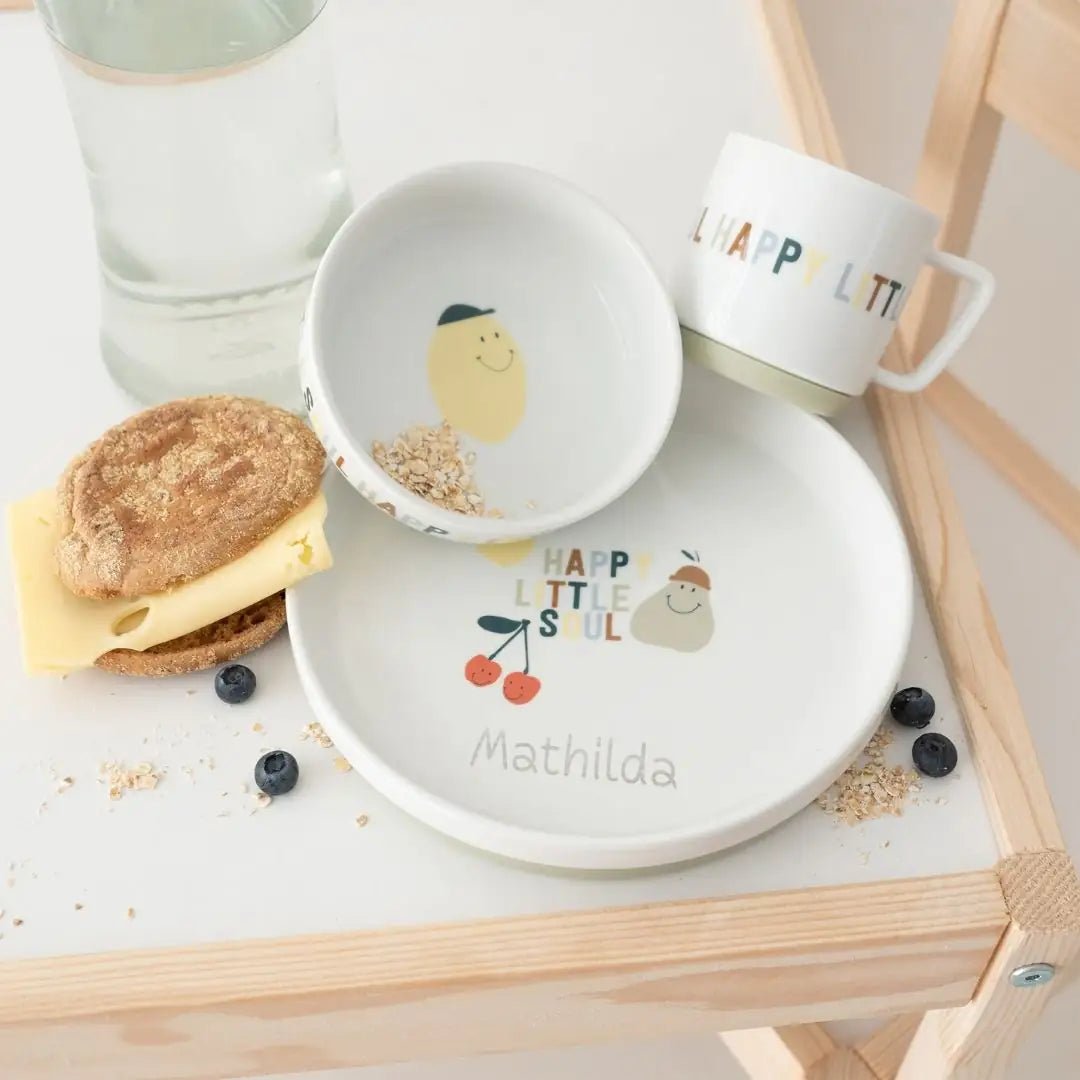 LÄSSIG Porzellan Geschirr-Set "Früchte" personalisierbar - wunderwunsch