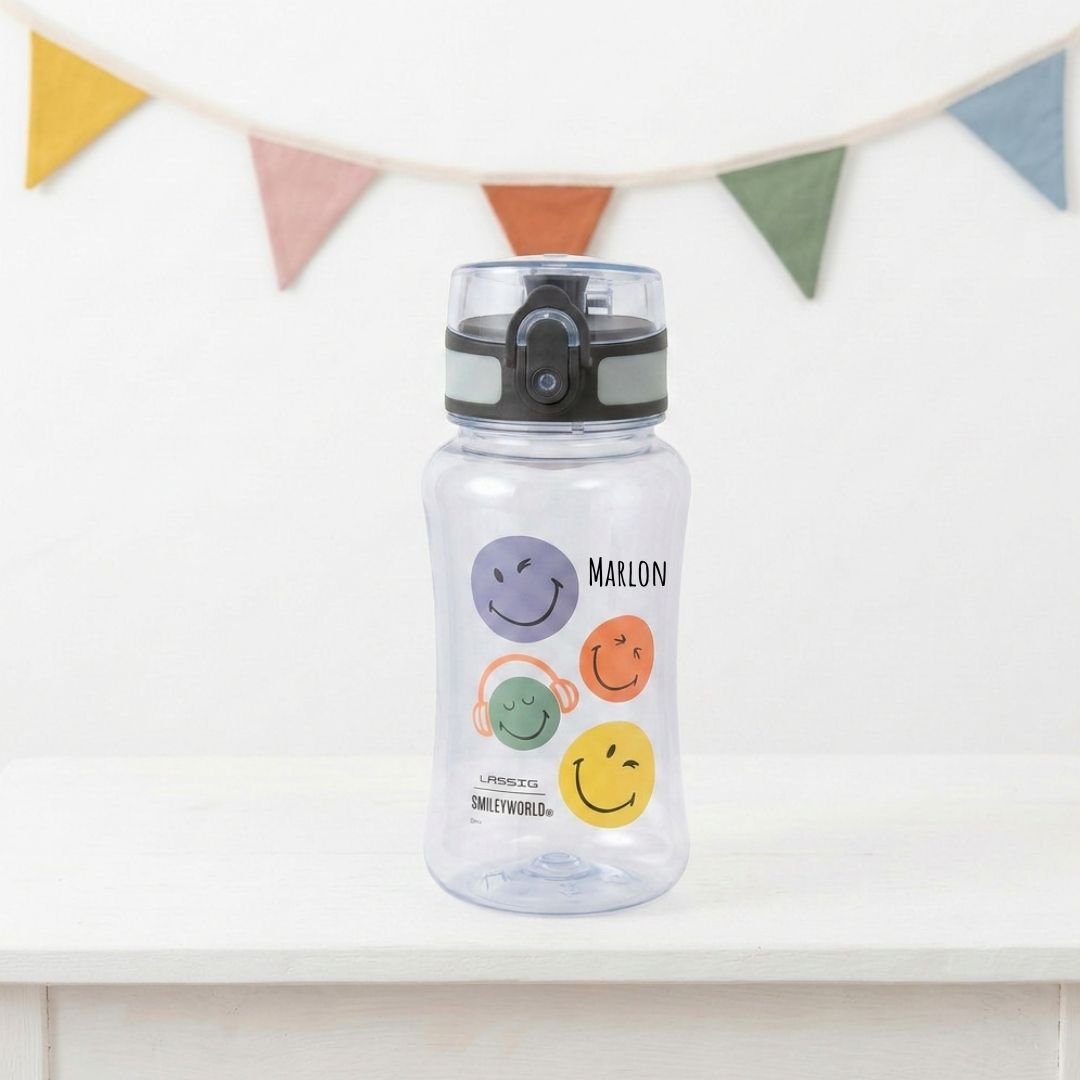 LÄSSIG Trinkflasche Tritan 420ml personalisiert - Smiley - wunderwunsch