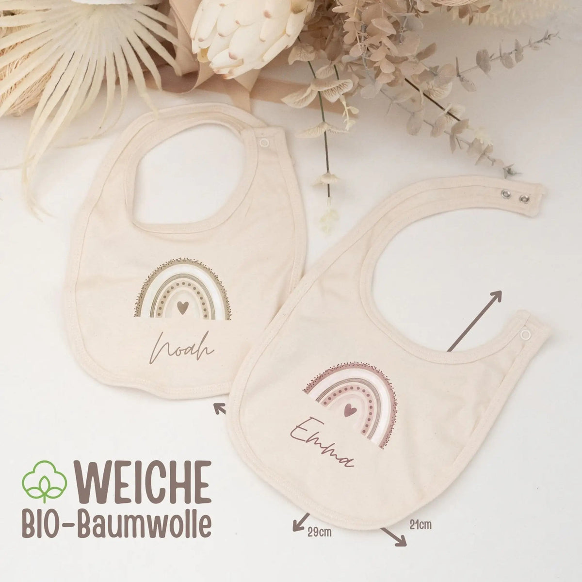 Lätzchen aus Baumwolle "Regenbogen" personalisiert - wunderwunsch