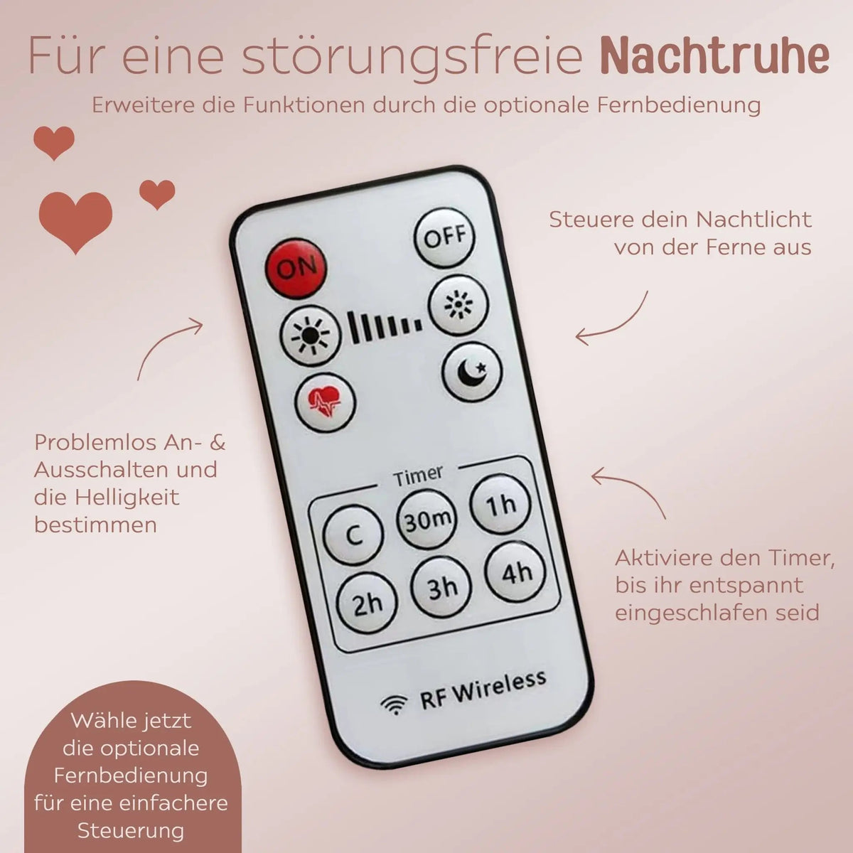 LED Nachtlicht Herz - Bär umarmt Hase - wunderwunsch